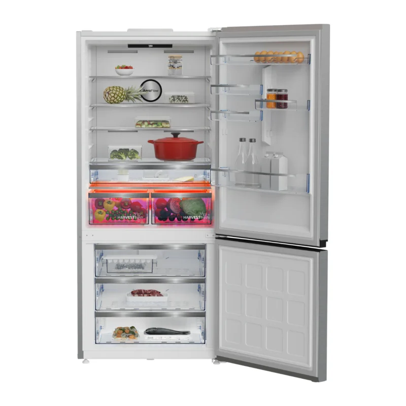 beko-refrigerator-646-liters-no-frost-2-doors-bottom-freezer-stainless-color-model-rcne690e20dzxp-angle3