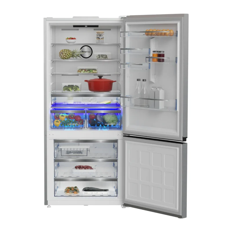 beko-refrigerator-646-liters-no-frost-2-doors-bottom-freezer-stainless-color-model-rcne690e20dzxp-angle4