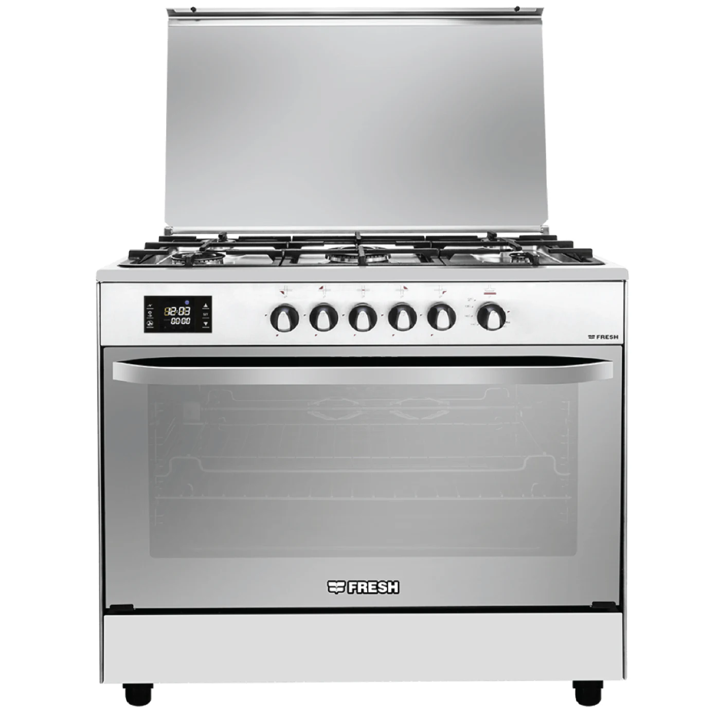 fresh-hummer-digital-gas-cooker-5-burners-9060-digital-and-internal-fan-angle1