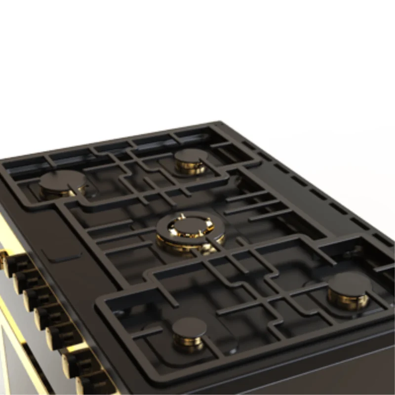fresh-matrix-gold-gas-cooker-5-burners-9060-gold-panel-and-modern-control-angle2