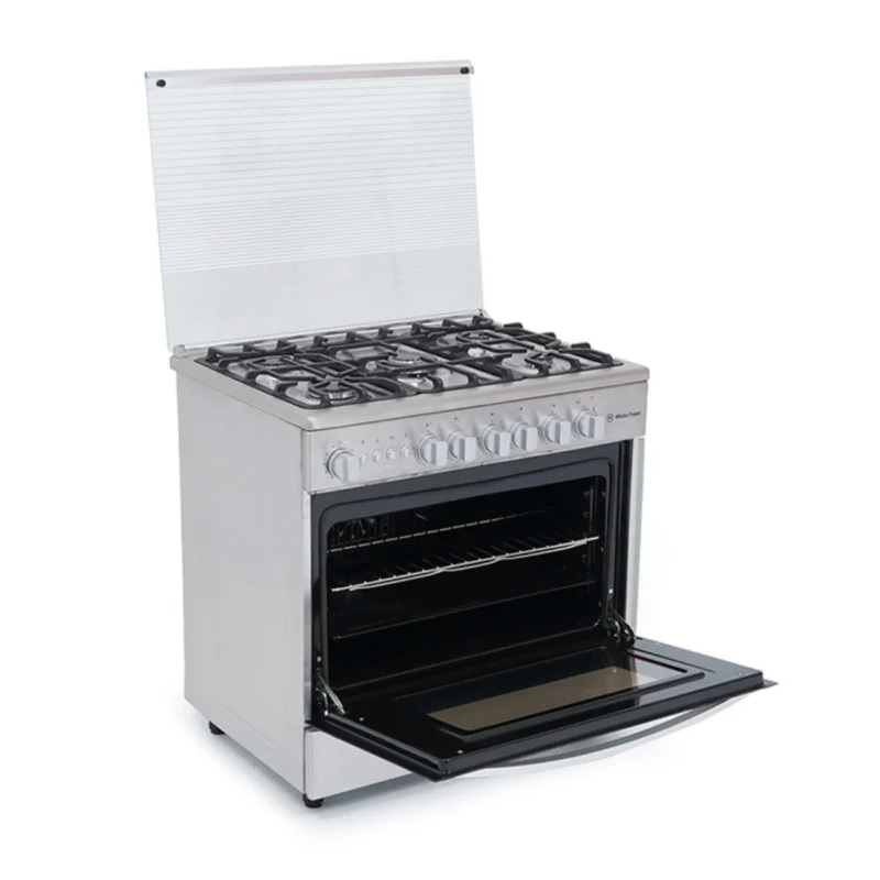 white-point-gas-cooker-5-burners-self-ignition-wpgc9060xfsa-stainless-steel-full-safety-warming-drawer-angle4