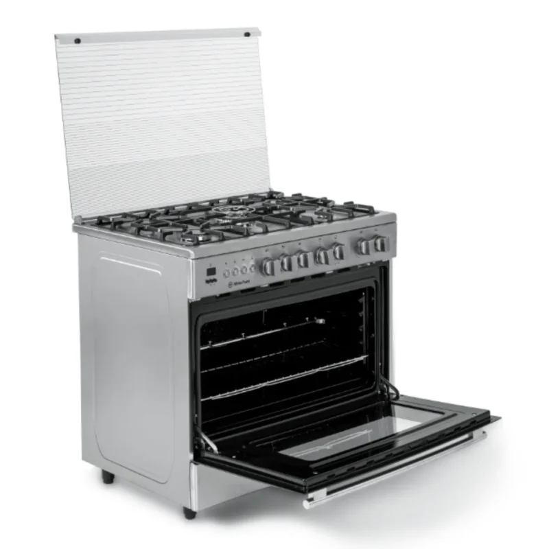 white-point-gas-cooker-digital-display-and-thermostat-5-burners-wpgc9060xtocfsdca-stainless-steel-cooling-fan-warming-drawer-full-safety-angle3