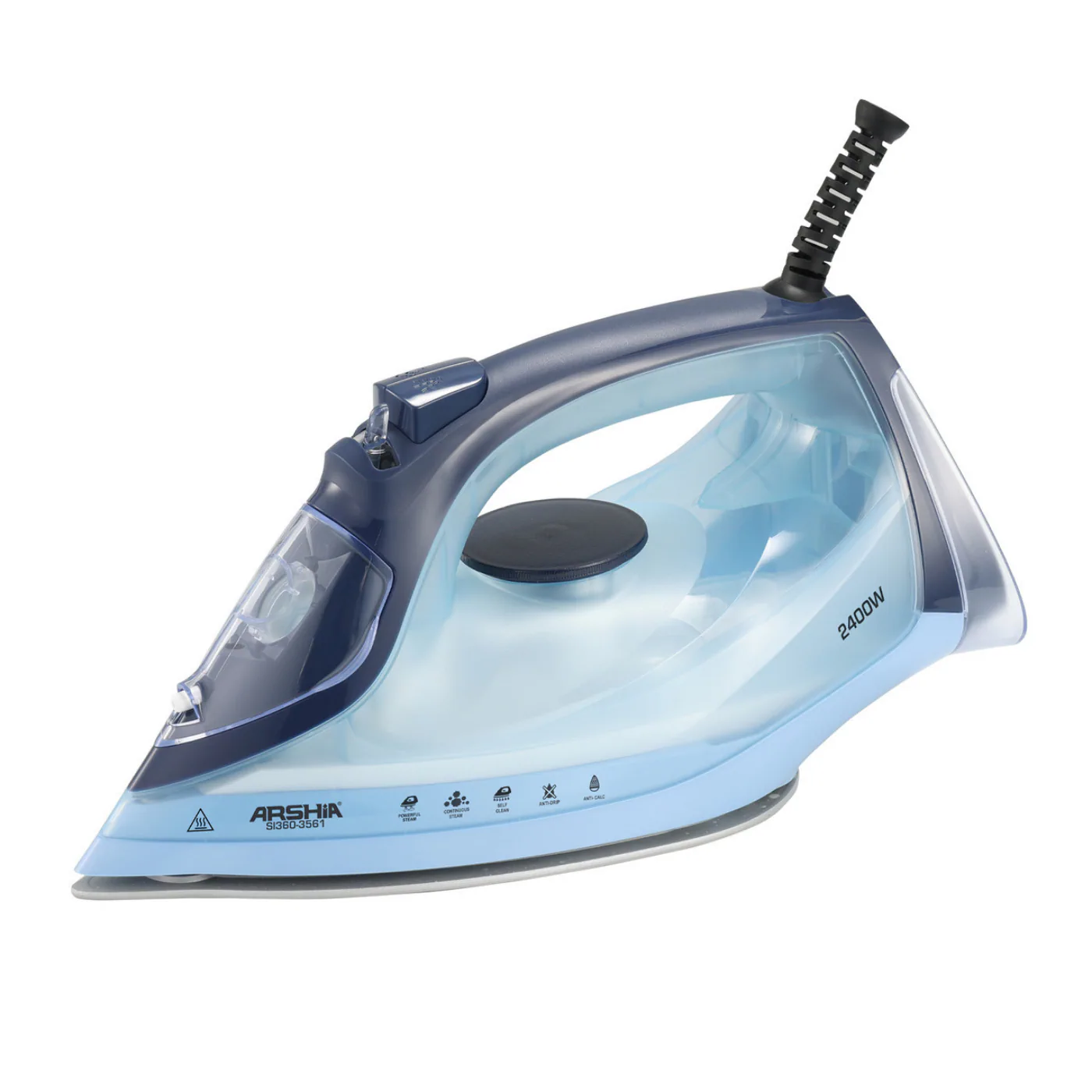 arshia_steam_iron_2400w_si360_3561-angle1 مكواة بخار أرشيا 2400 وات (SI360-3561) - الصورة 1