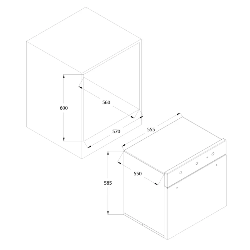 fresh-built-in-gas-oven-60-cm-56-litres-black-color-hofr60cmb-angle2