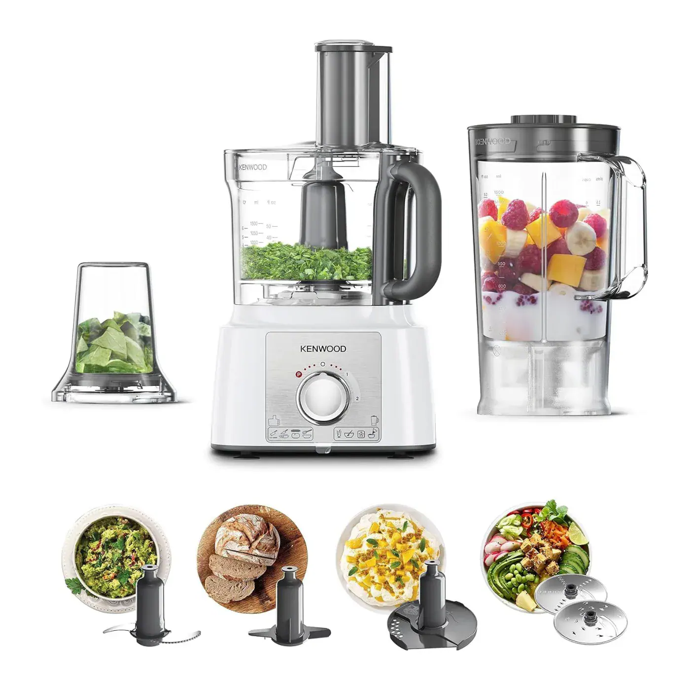 kenwood-food-processor-1000w-model-fdp65-400wh-angle1 محضرة طعام كينوود 1000 وات (FDP65.400WH) - الصورة 1