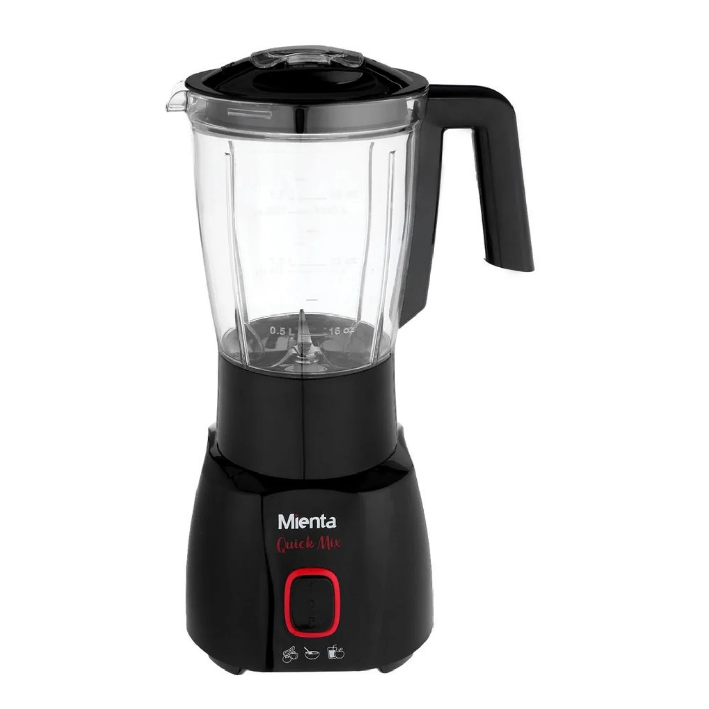 mianta-blender-175l-black-bl1361b-400w-angle1 خلاط ميانتا 1.75 لتر أسود (BL1361B) – 400 وات - الصورة 1