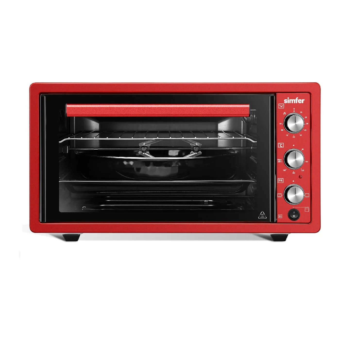 simfer_red_electric_oven_45l_1215135-angle1 فرن سمفير كهرباء 45 لتر أحمر – موديل 1215135 - الصورة 1