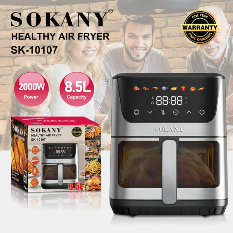 ⁦اير فراير سوكاني 8.5 لتر أسود × فضي (SK-10107) – 2000 واط⁩ - الصورة ⁦3⁩