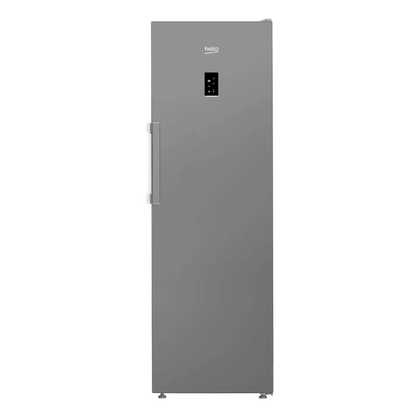 beko-no-frost-upright-deep-freezer-286-liters-5-drawers-brushed-silver-rfne313e13stieg-angle1 ديب فريزر رأسي بيكو نوفروست، 286 لتر، 5 درج، فضي (Brushed Silver) - RFNE313E13STIEG - الصورة 1